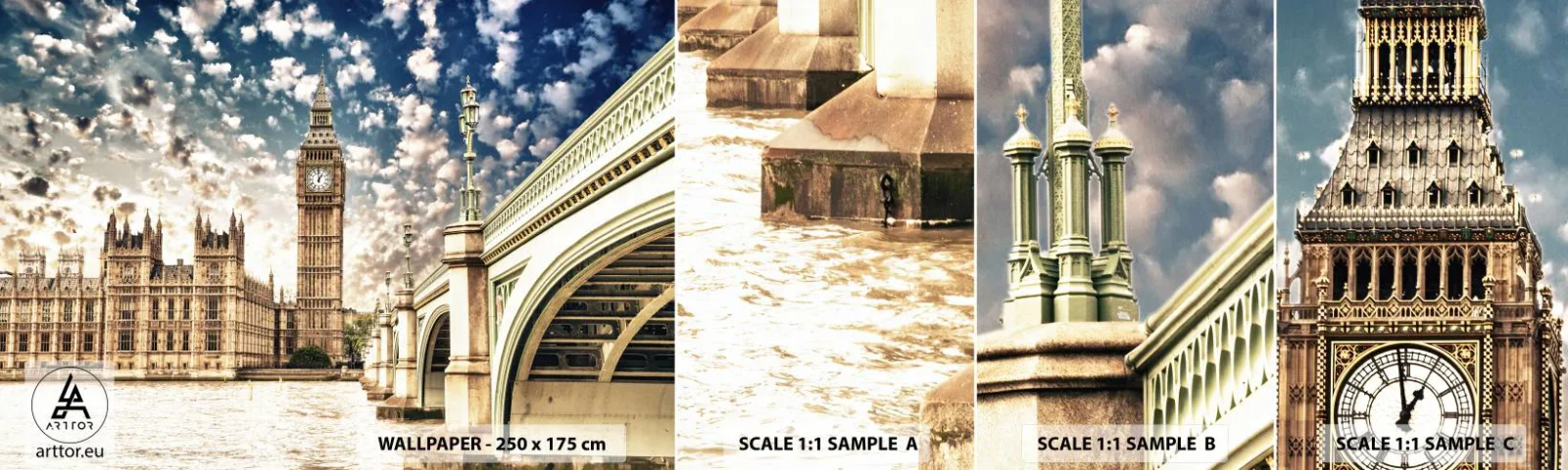 Fotótapéta Minta Standard Eco - Tollas felhők a Temze felett - Város, London, Anglia - 100x30 cm