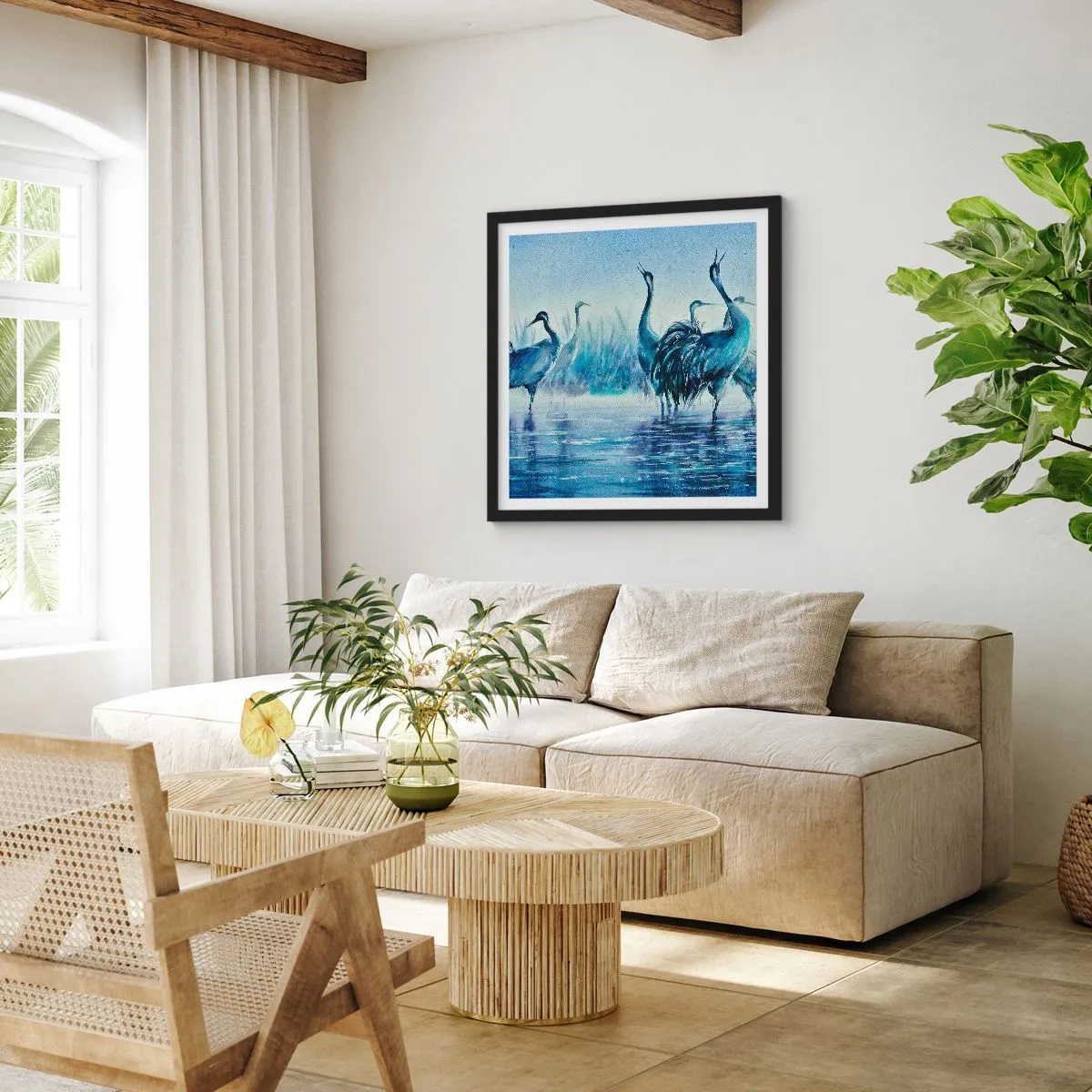 Poszter fehér keretben - Reggeli találkozás - 30x30 cm