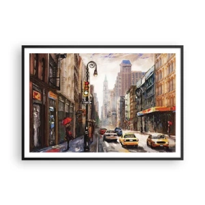 Poszter fehér keretben - New York – esőben is színes - 100x70 cm
