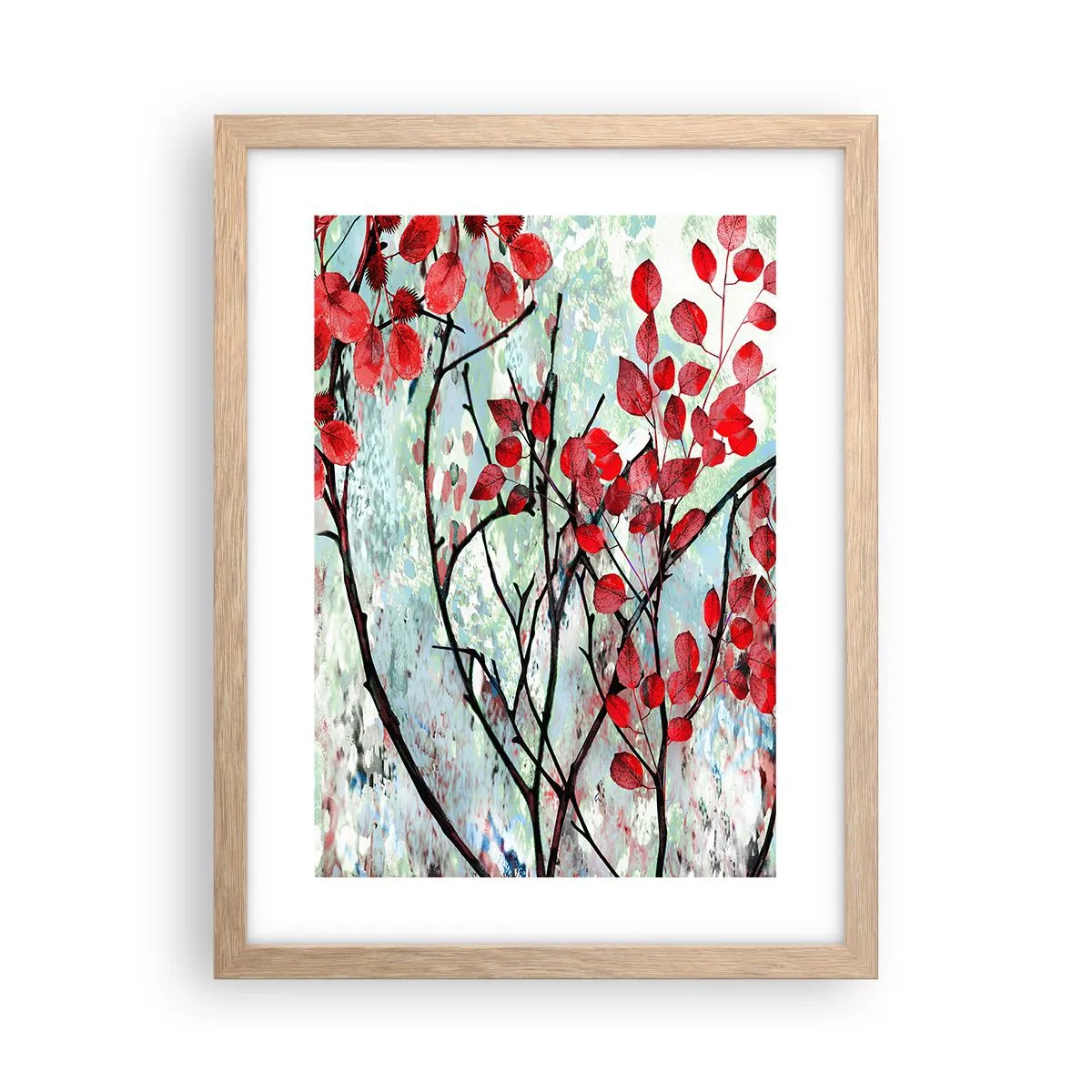 Poszter világos tölgy keretben - Fa skarlát színben - 30x40 cm