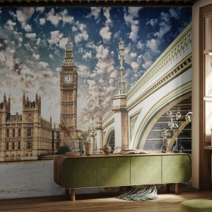 Öntapadós Fotótapéta Deluxe Sticker - Tollas felhők a Temze felett - Város, London, Anglia - 300x210 cm