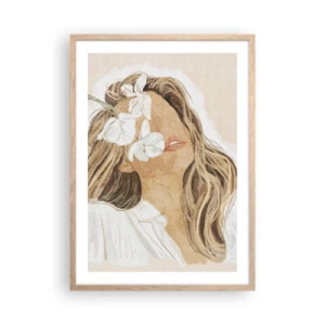 Poszter világos tölgy keretben - A virágok között ujjongva - 50x70 cm