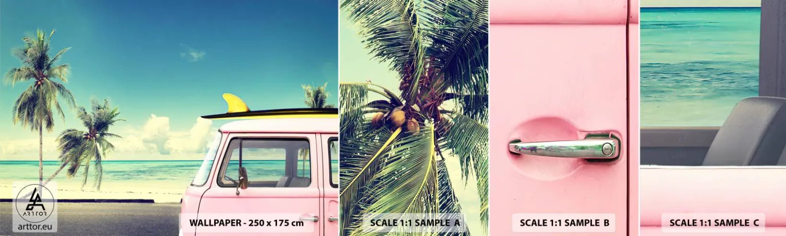 Fotótapéta Minta Öntapadós Deluxe Sticker - Ideje elkezdeni a nyaralást - Tájkép, Strand, Szörfözés - 100x30 cm