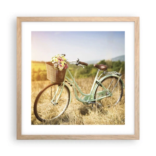 Poszter világos tölgy keretben - Itt maradok egy darabig - 40x40 cm