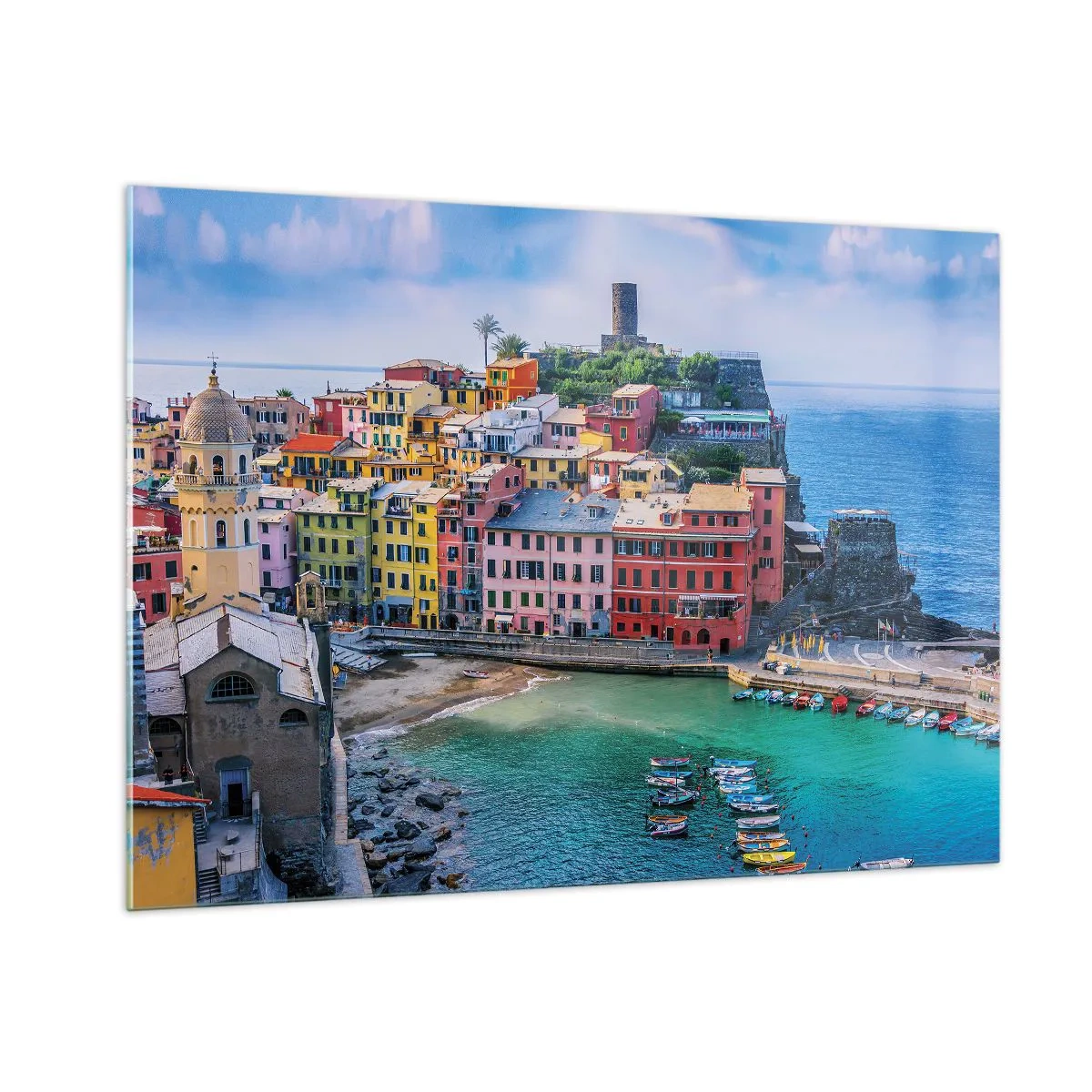 Üveg kép - Varázslatos mediterrán város - 100x70 cm