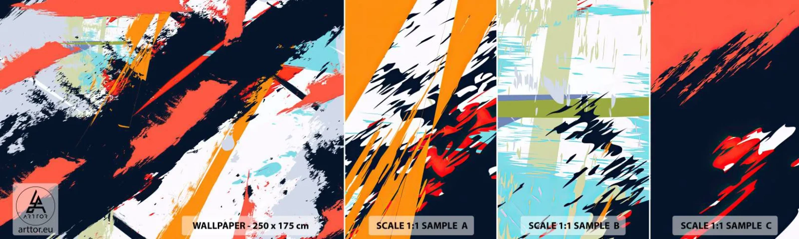 Fotótapéta Minta Standard Eco - Dinamikus kompozíció - Absztrakció, Falfirkálás, Darab - 100x30 cm