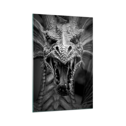 Üveg kép - Mesebeli sárkány szürke színben - 70x100 cm