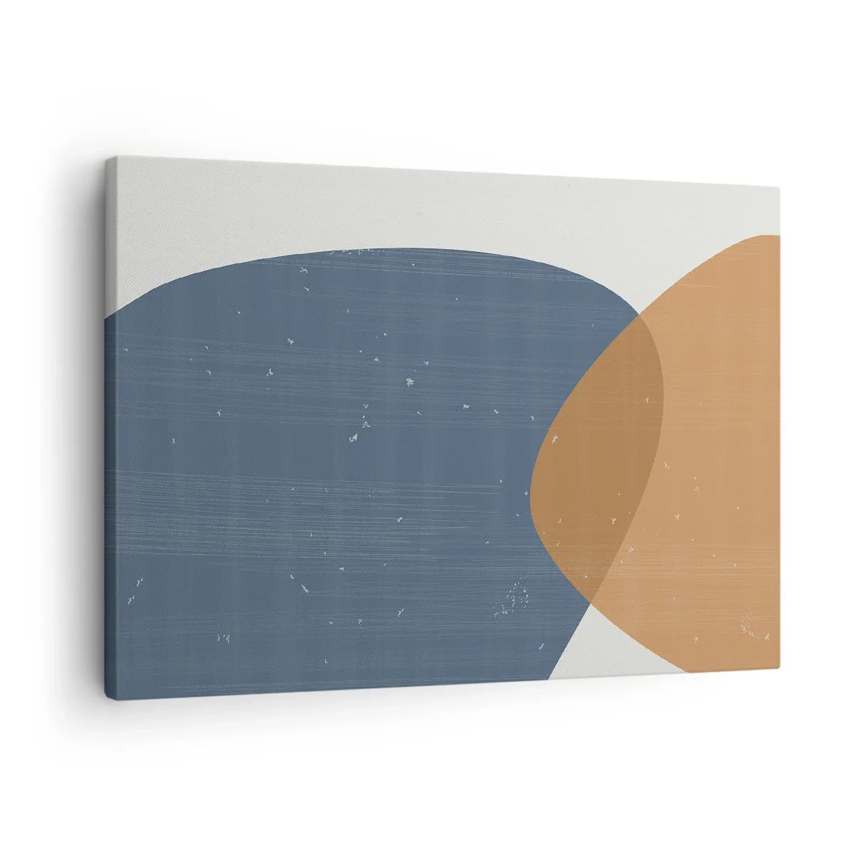 Vászonkép - Minimalista geometrikus kompozíció kék és narancs árnyalataiban. - 70x50cm - Oválisok és hatások - Modern fali dekoráció nappalihoz és hálószobához ARTTOR