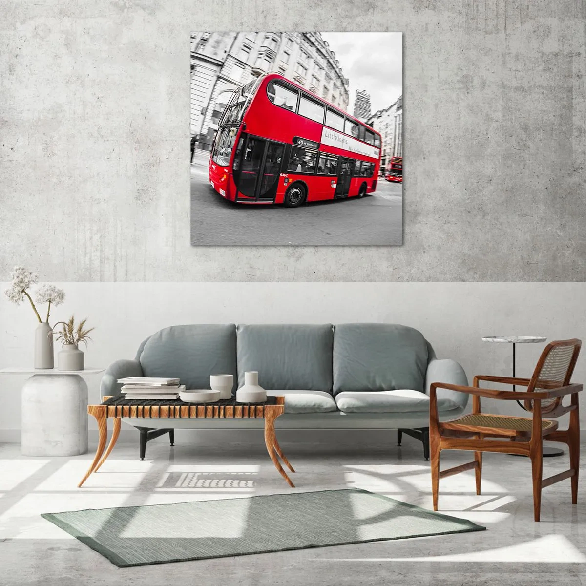 Üveg kép - London hagyományosan - by bus - 60x60 cm
