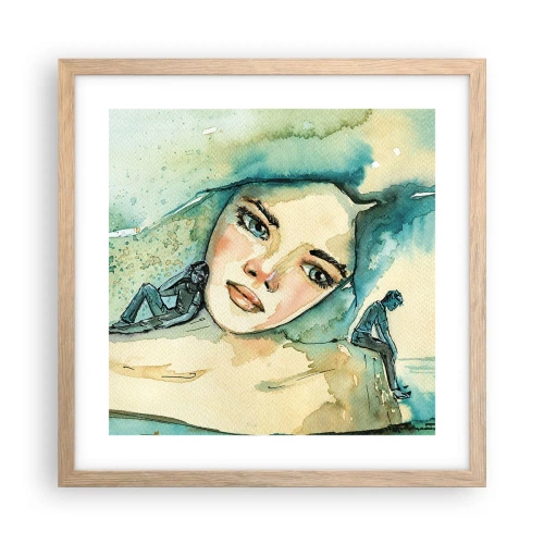 Poszter világos tölgy keretben - Am I blue? - 40x40 cm