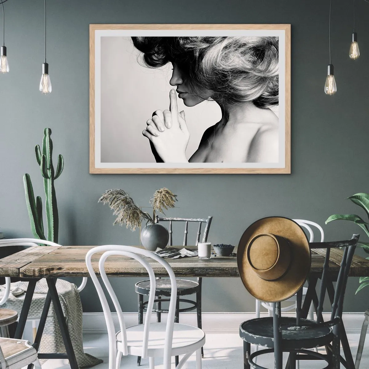 Poszter világos tölgy keretben - Magára hallgatva - 70x50 cm