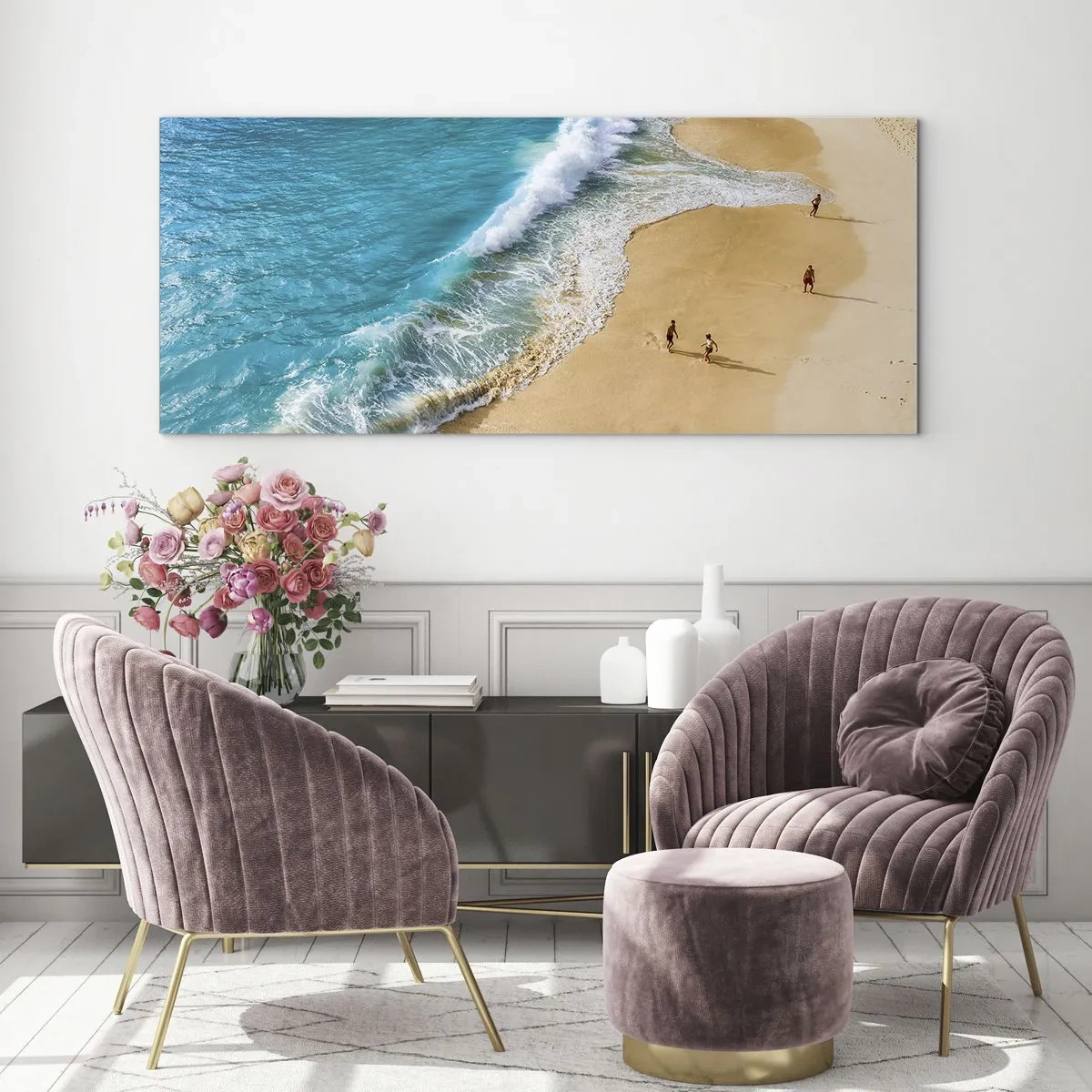 Üveg kép - Aztán a nap, a tengerpart... - 160x50 cm