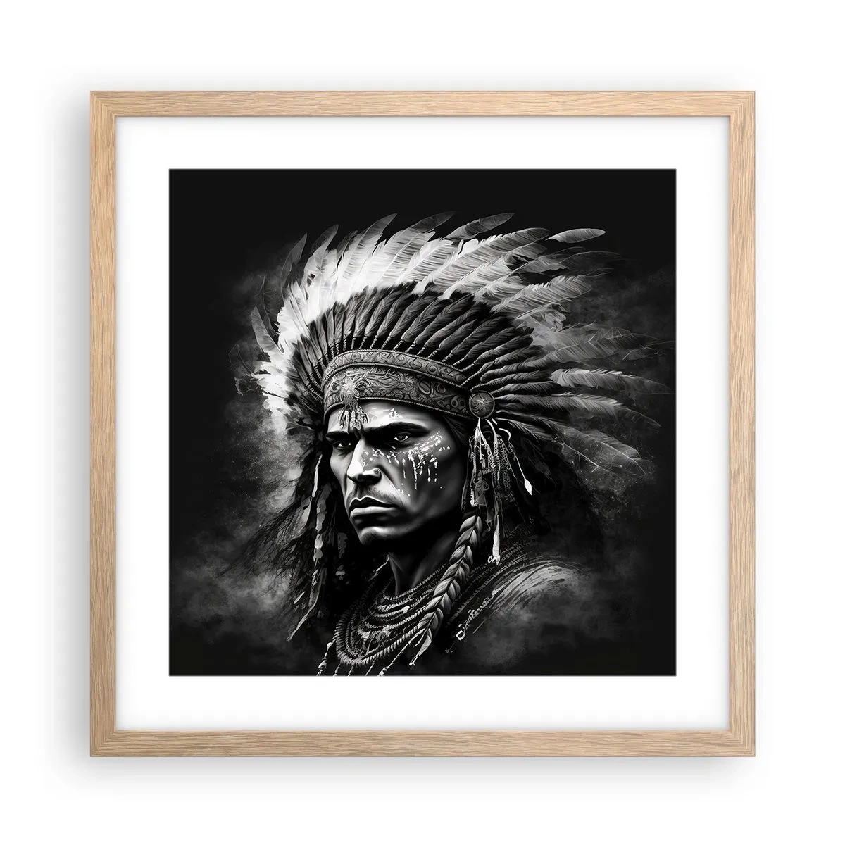 Poszter világos tölgy keretben - Vezér és harcos - 40x40 cm