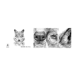 Fotótapéta Minta Öntapadós Deluxe Sticker - Született vezető - Farkas, Vázlat, skandináv - 100x30 cm