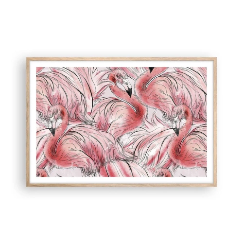 Poszter világos tölgy keretben - Madári  corps de ballet - 91x61 cm