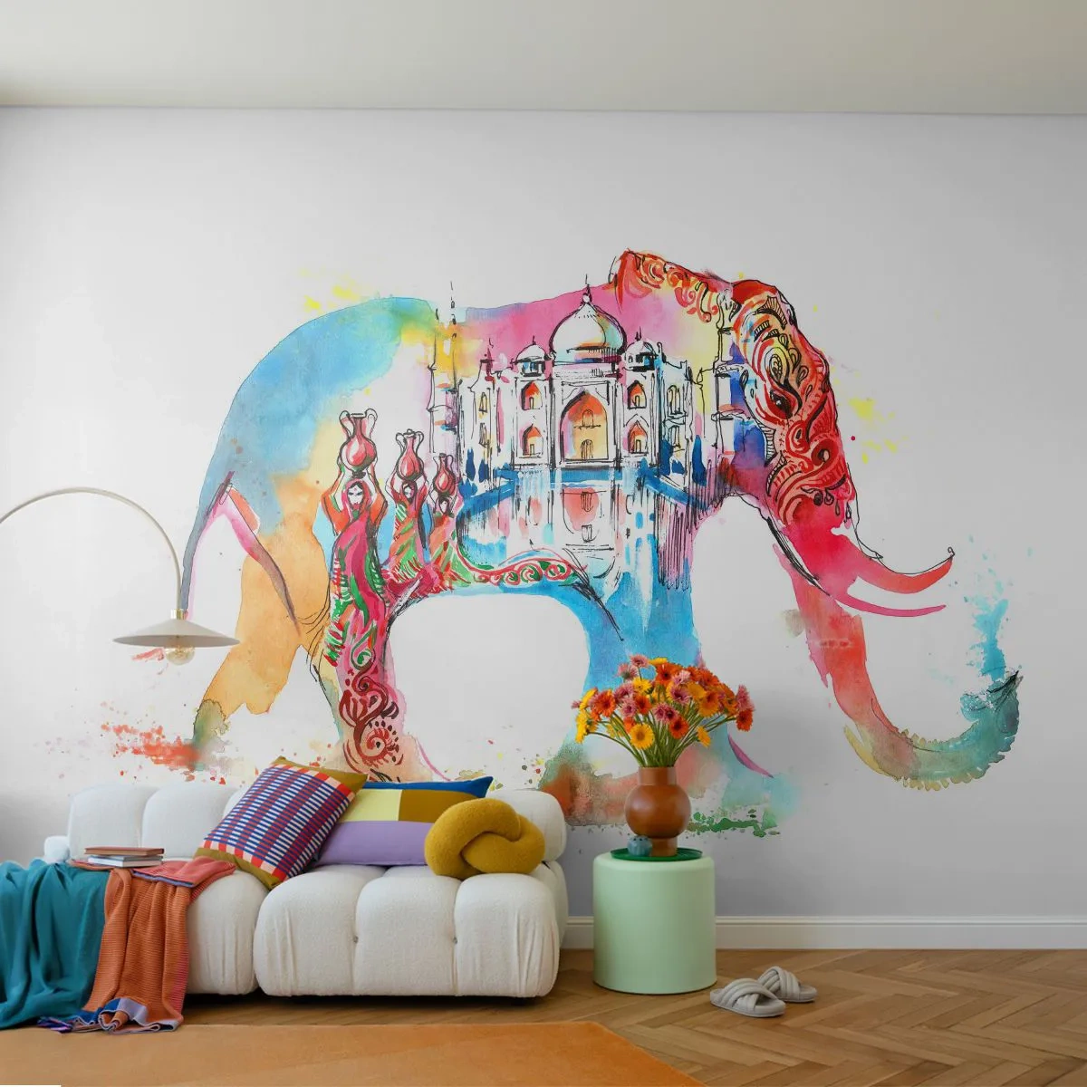 Fotótapéta Standard Eco - India - a szerelem aurája - Absztrakció, Elefánt, India - 200x140 cm