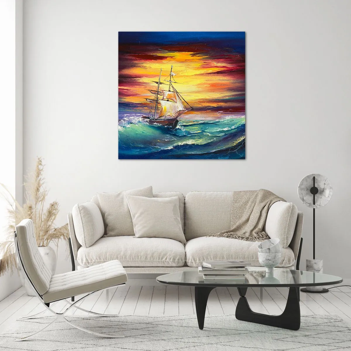 Üveg kép - Bátran a hullámok alatt - 50x50 cm