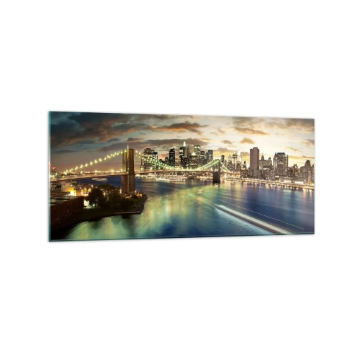 Üveg kép - Fényes este Manhattan felett - 120x50 cm