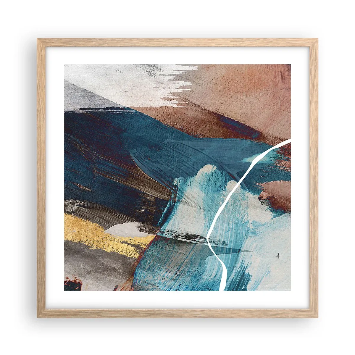 Poszter világos tölgy keretben - Lelkesedéssel és energiával - 50x50 cm