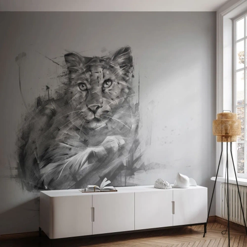 Fotótapéta Premium Sand - Igen, figyelmesen hallgatok - Párduc, Állatok, Vadmacska - 100x70 cm