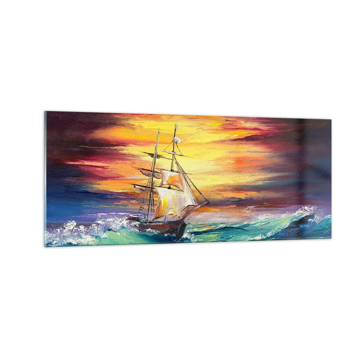 Üveg kép - Bátran a hullámok alatt - 100x40 cm