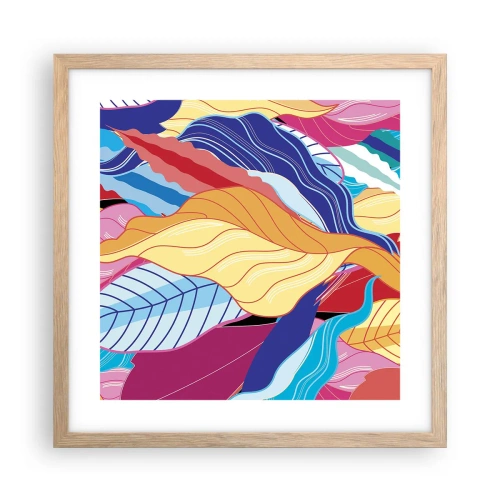 Poszter világos tölgy keretben - Színes rendetlenség - 40x40 cm