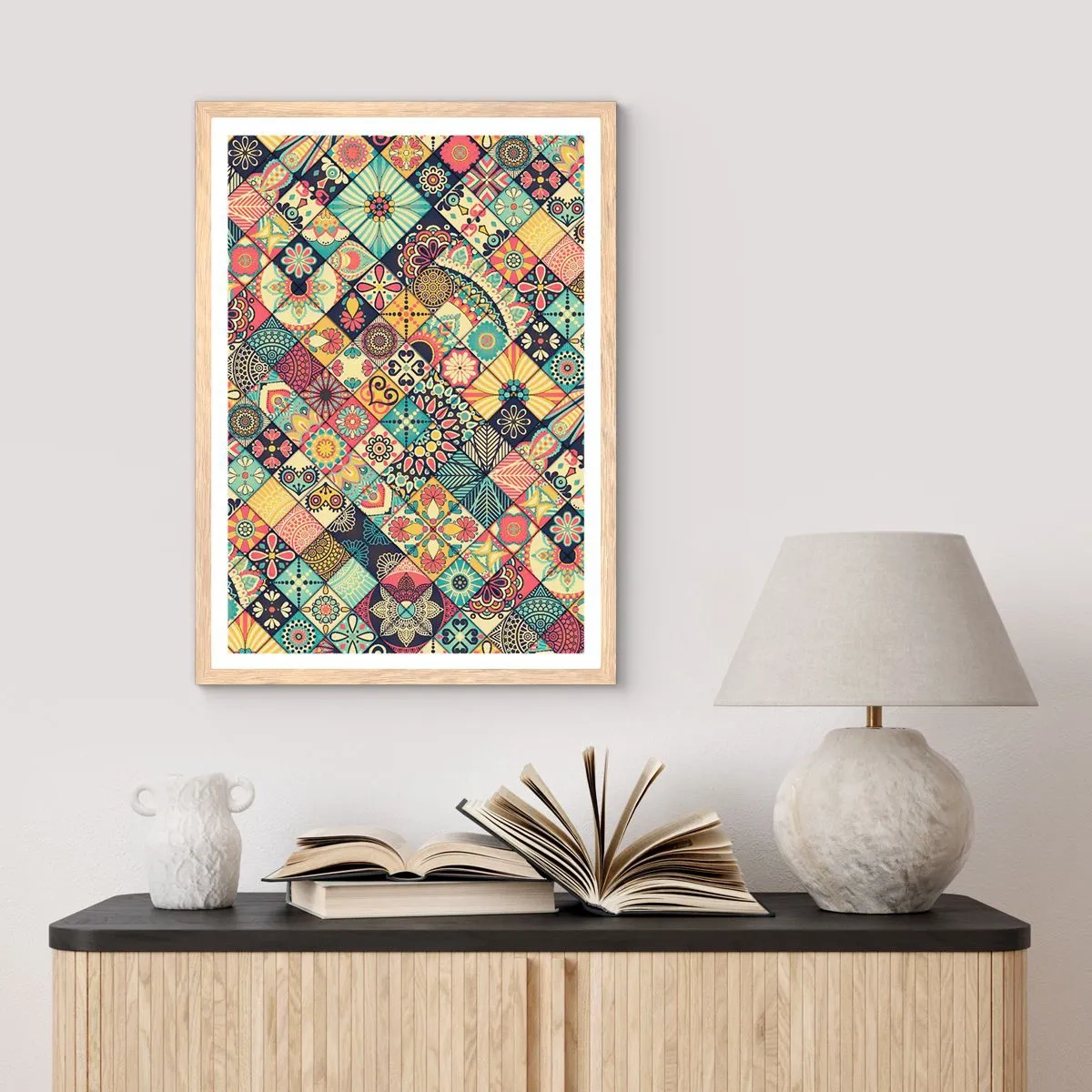 Poszter világos tölgy keretben - Marokkói hangulat - 30x40 cm