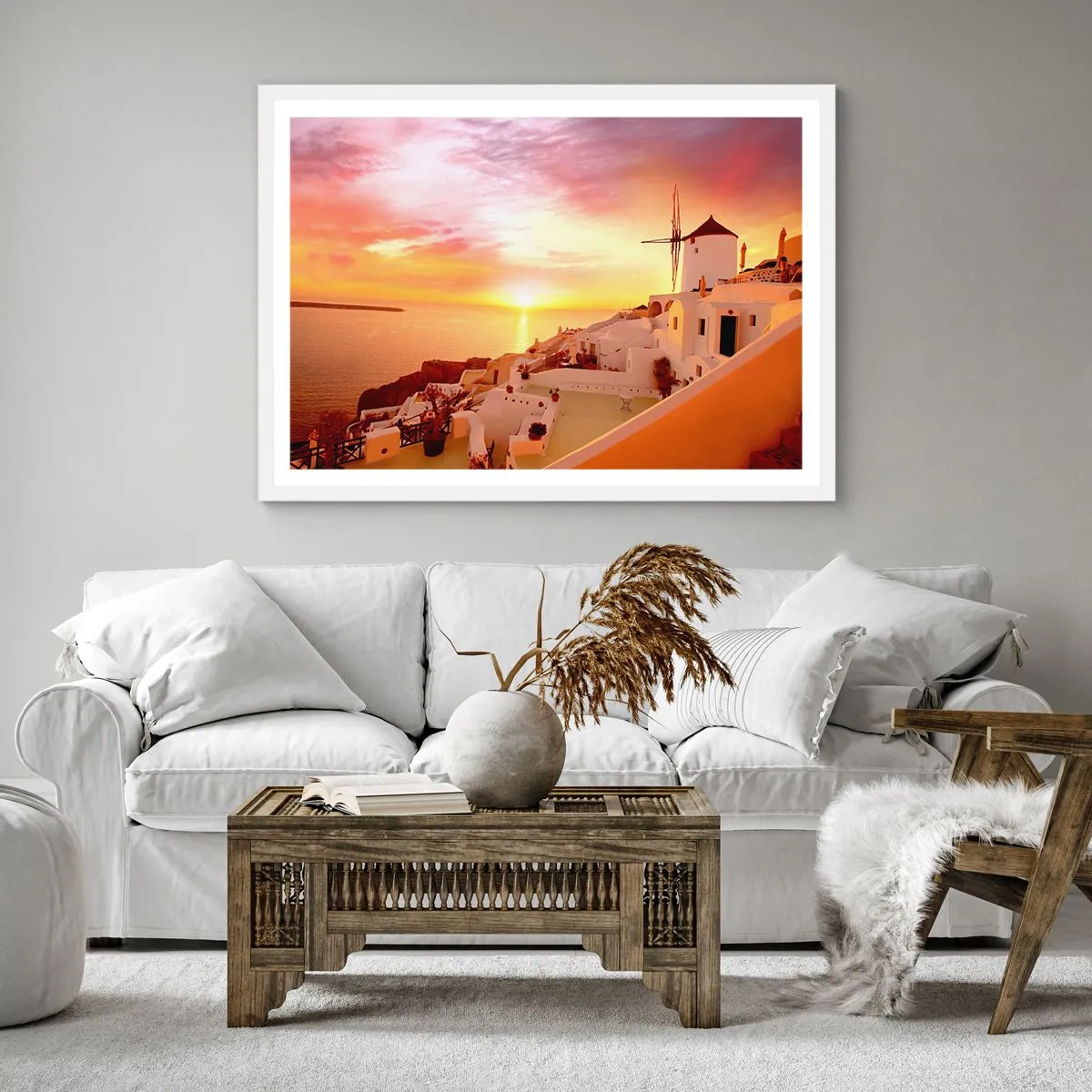 Poszter fekete keretben - Szétfolyni a fehérben és aranyban - 50x50 cm