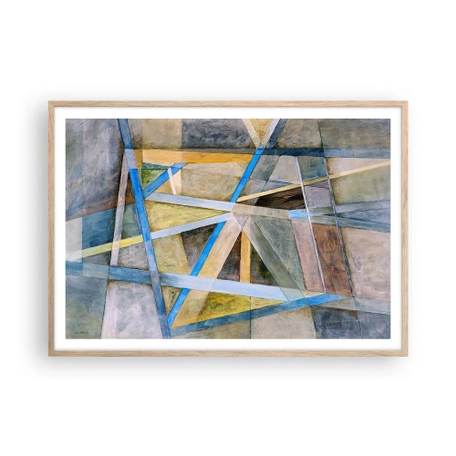 Poszter világos tölgy keretben - Egyenesen vagy átlósan? - 100x70 cm