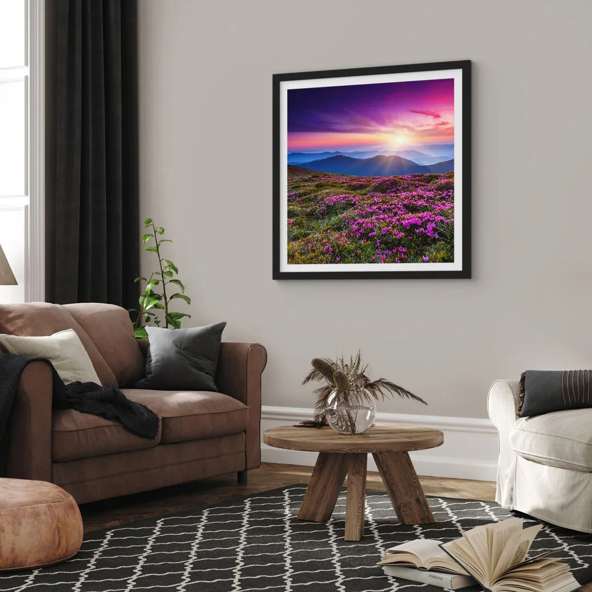 Poszter fehér keretben - A gyógynövények friss fürtjei illatoztak a mezőkről - 50x50 cm