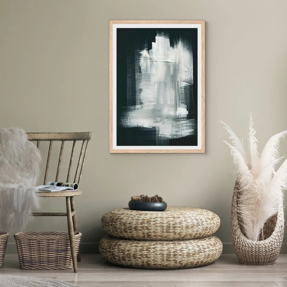 Poszter világos tölgy keretben - Függőlegből és vízszintből szőtt - 50x70 cm