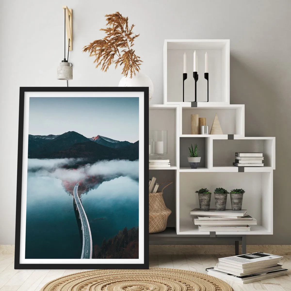 Poszter fehér keretben - Tükörsima víz felett - 61x91 cm