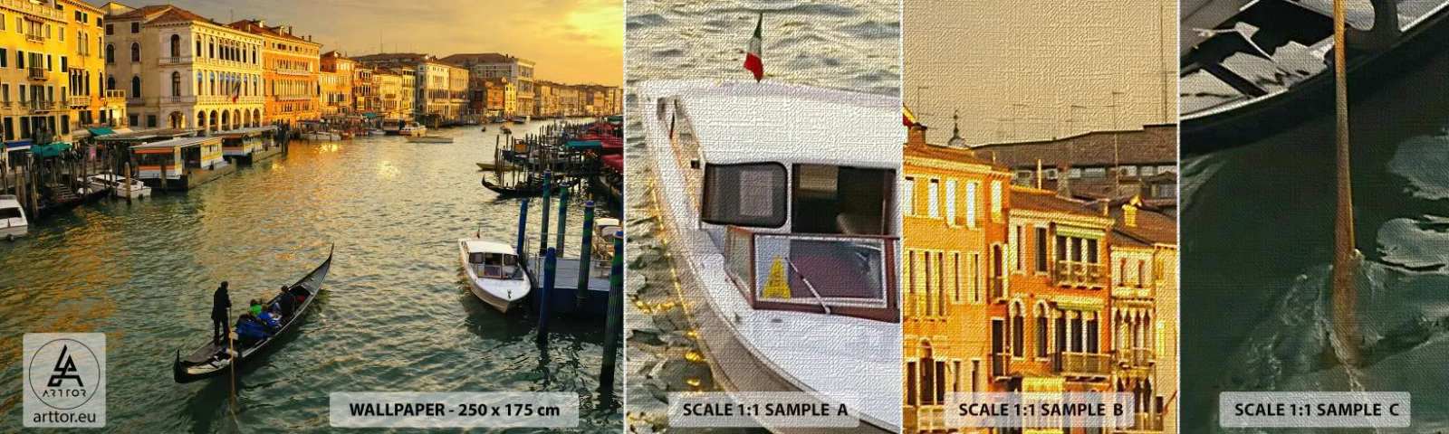 Fotótapéta Minta Premium Canvas - Az utca napos oldalán - Város, Velence, Olaszország - 100x30 cm