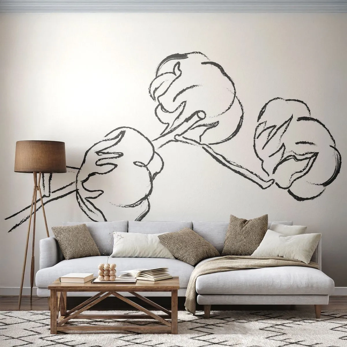 Fotótapéta Premium Sand - Pamut pehely - Pamut, Minimalizmus, Körvonal - 100x70 cm