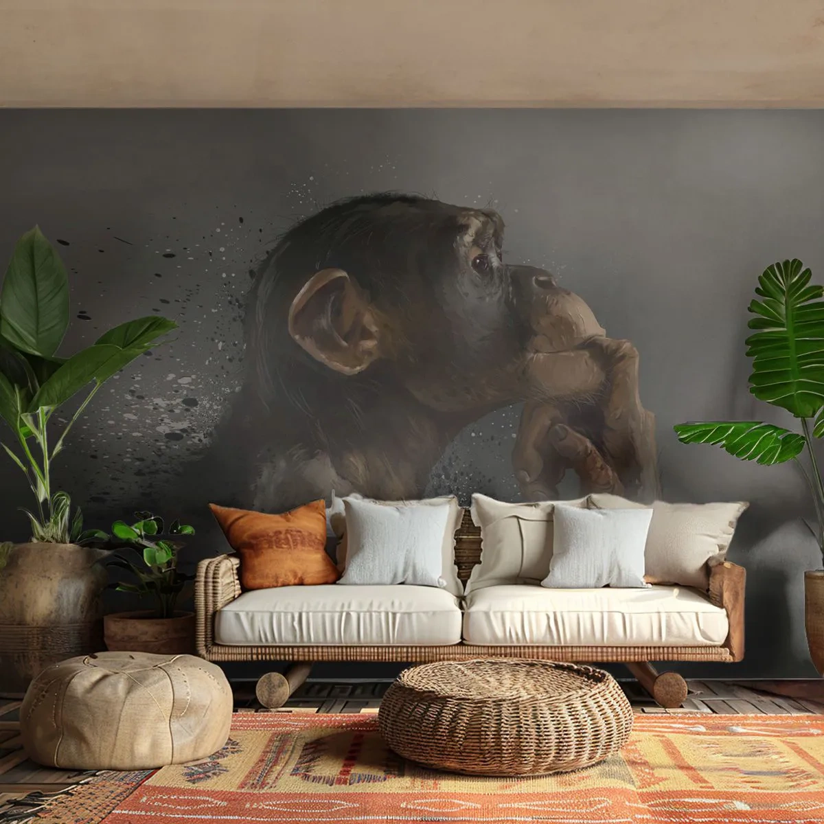 Fotótapéta Premium Canvas - Biztosan gondolkodó - Állatok, Majom, Darab - 250x175 cm