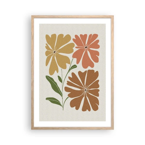 Poszter világos tölgy keretben - Természet és geometria - 50x70 cm