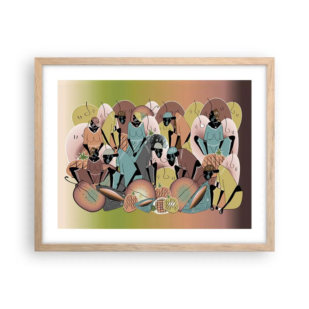 Poszter világos tölgy keretben - Jön a nagy ünnep - 50x40 cm