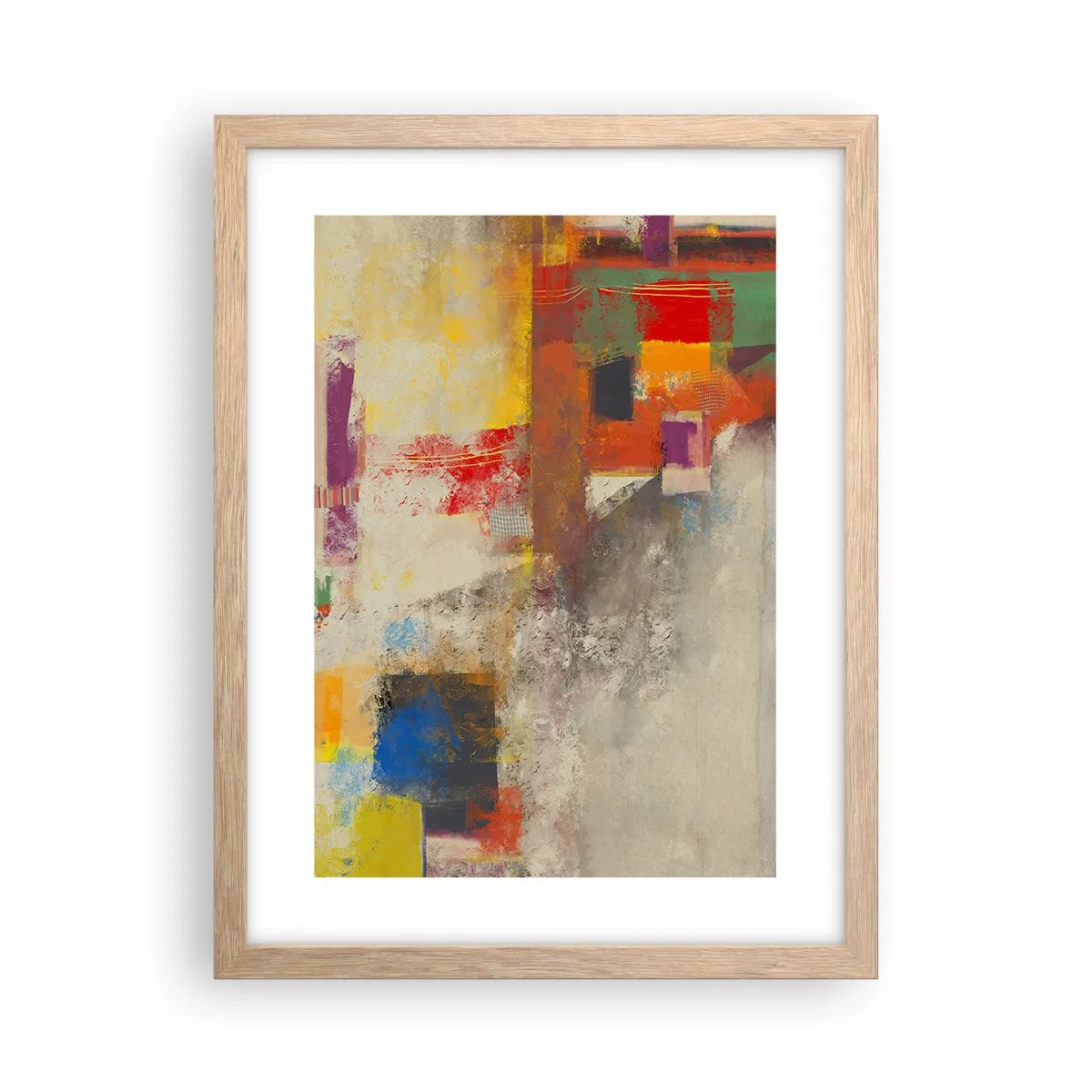 Poszter világos tölgy keretben - Színgeometria - 30x40 cm