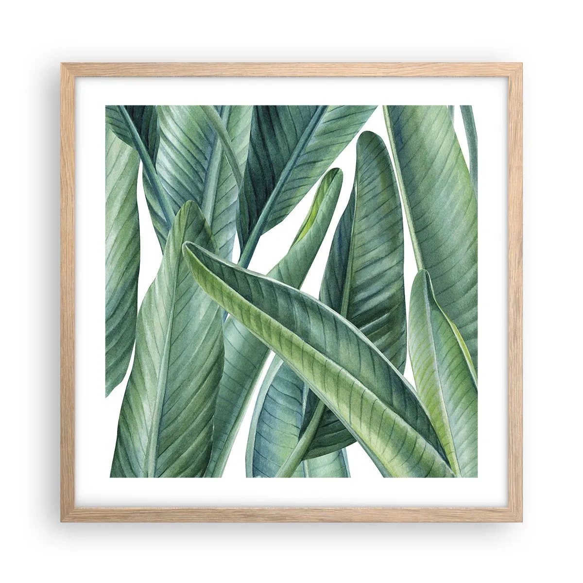 Poszter világos tölgy keretben - Zöld önmagában - 50x50 cm