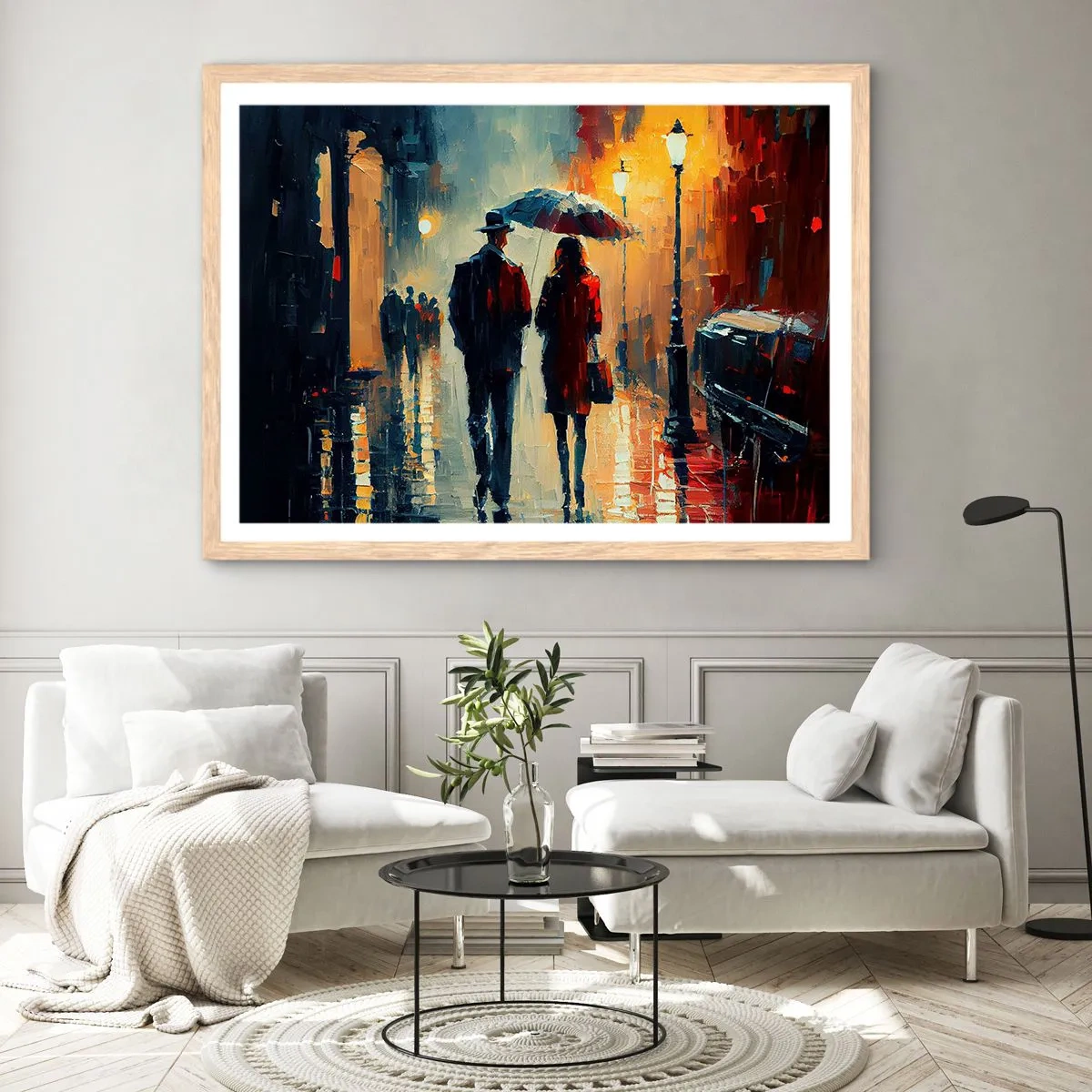 Poszter világos tölgy keretben - Városi love strory - 40x30 cm