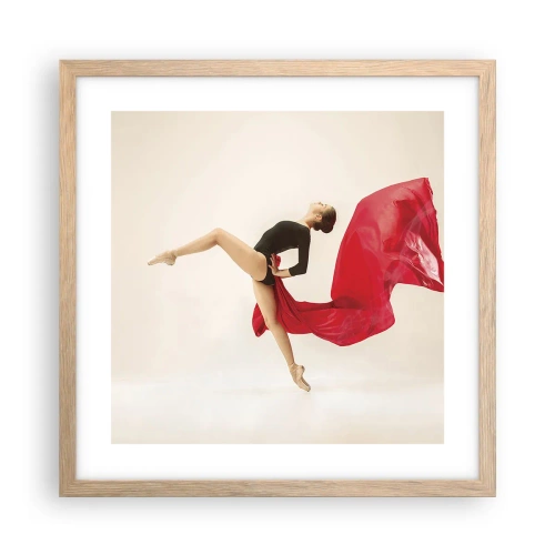 Poszter világos tölgy keretben - Piros és fekete - 40x40 cm