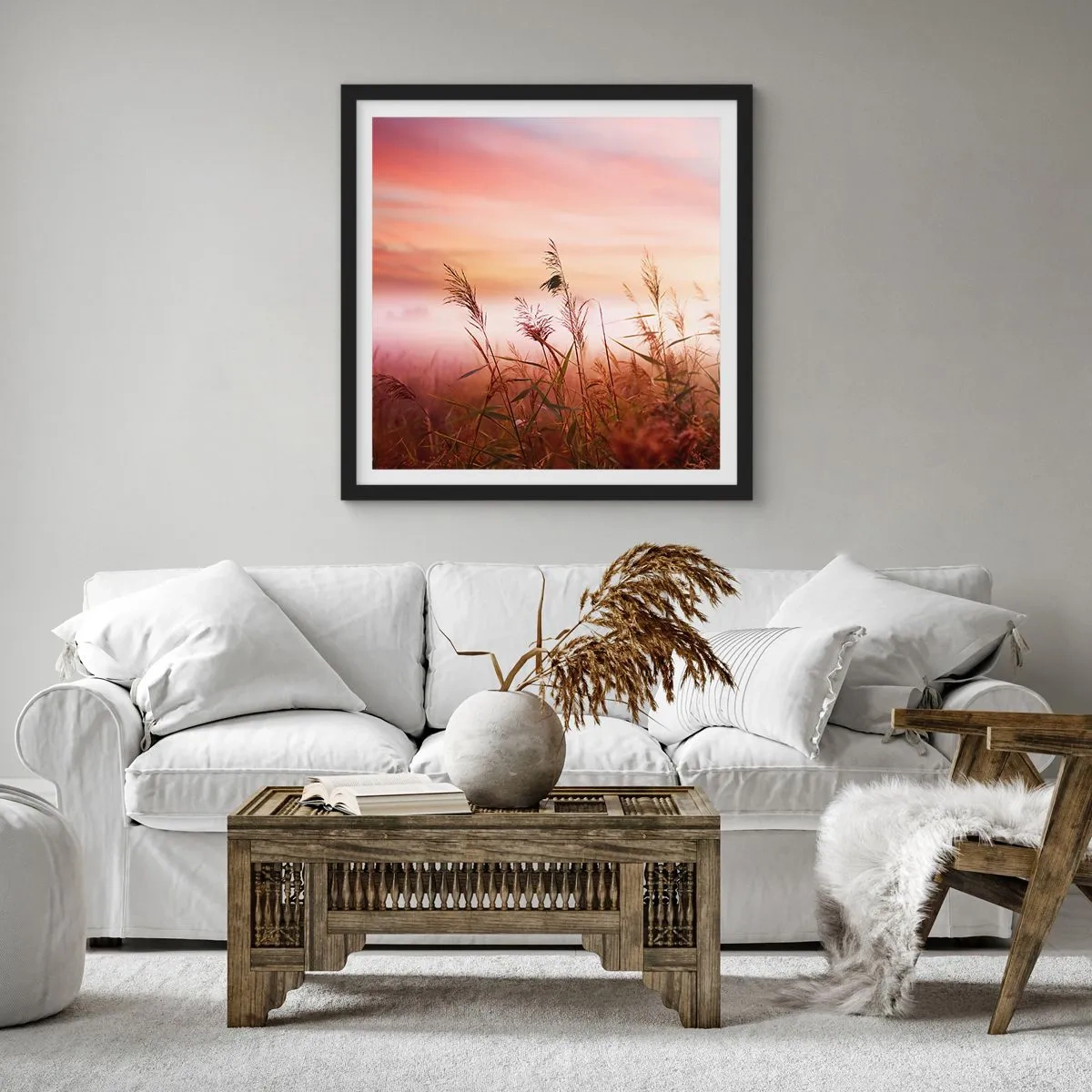 Poszter fehér keretben - Sárkányok, pitypangok, szél - 60x60 cm