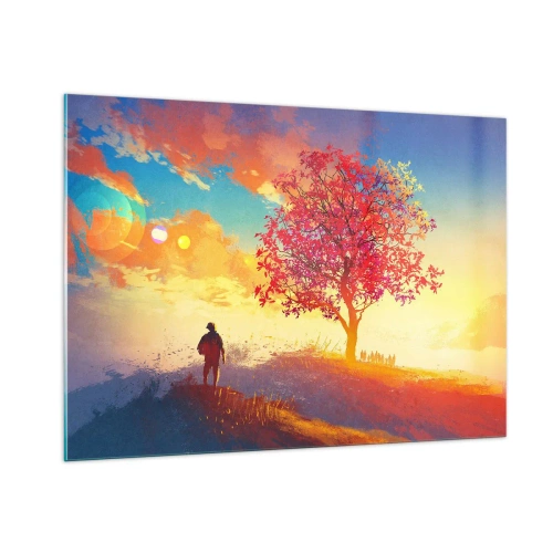 Üveg kép - Zarándok a célállomáson - 100x70 cm