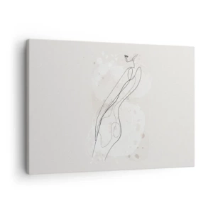 Vászonkép - Finom sziluett vázlat minimalista stílusban - 70x50cm - Eltévedni nézésben - Modern fali dekoráció nappalihoz és hálószobához ARTTOR