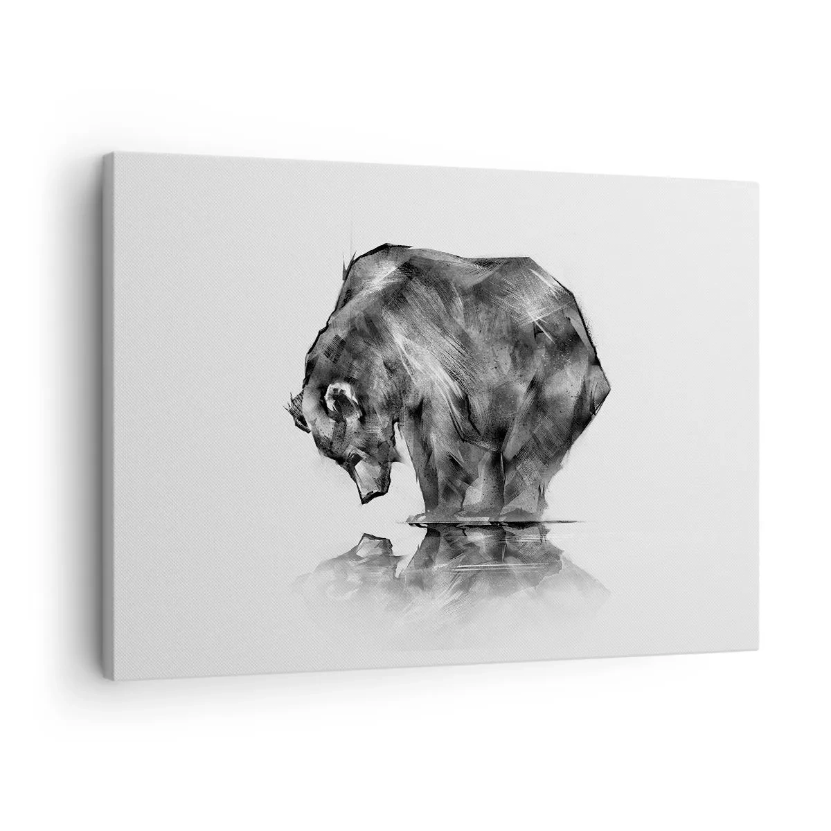 Vászonkép - Egy medve rajza minimalista stílusban - 70x50cm - Jó látni rokont - Modern fali dekoráció nappalihoz és hálószobához ARTTOR