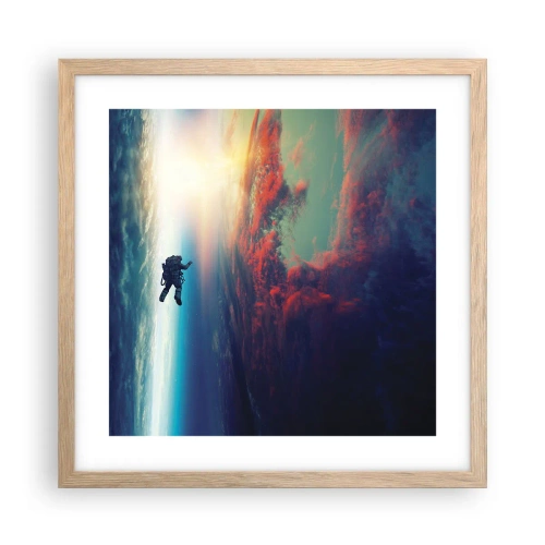 Poszter világos tölgy keretben - Szembenézés az univerzummal - 40x40 cm