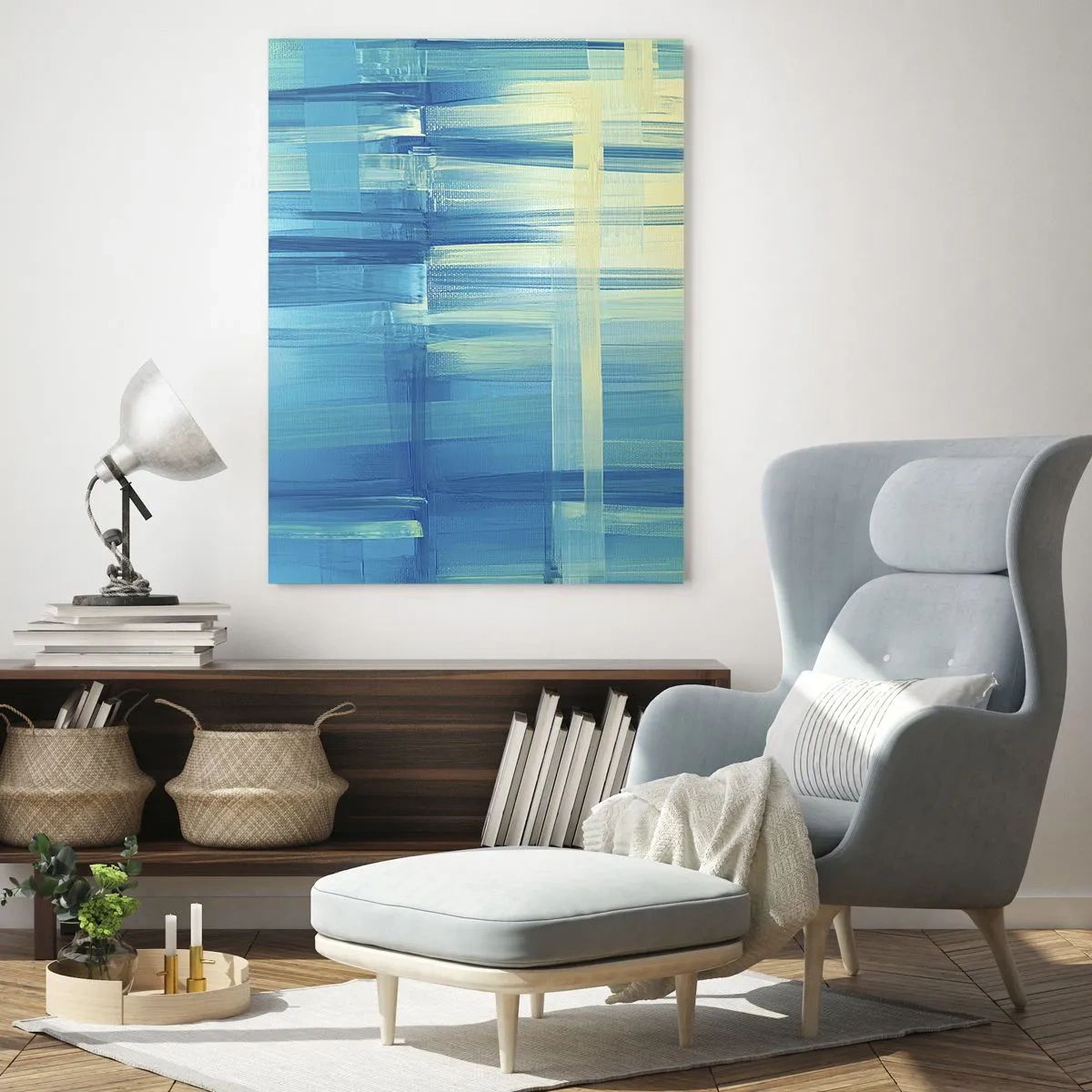 Üveg kép - Kompozíció türkizkékben - 50x70 cm