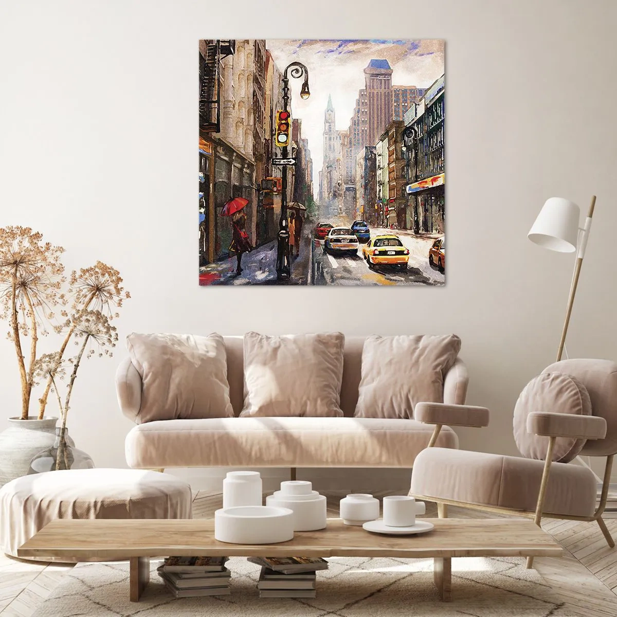 Vászonkép - New York – esőben is színes - 60x60 cm