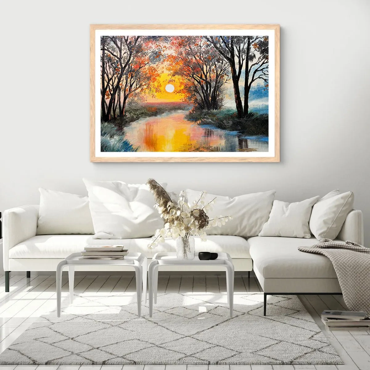 Poszter világos tölgy keretben - Őszi hangulat - 100x70 cm