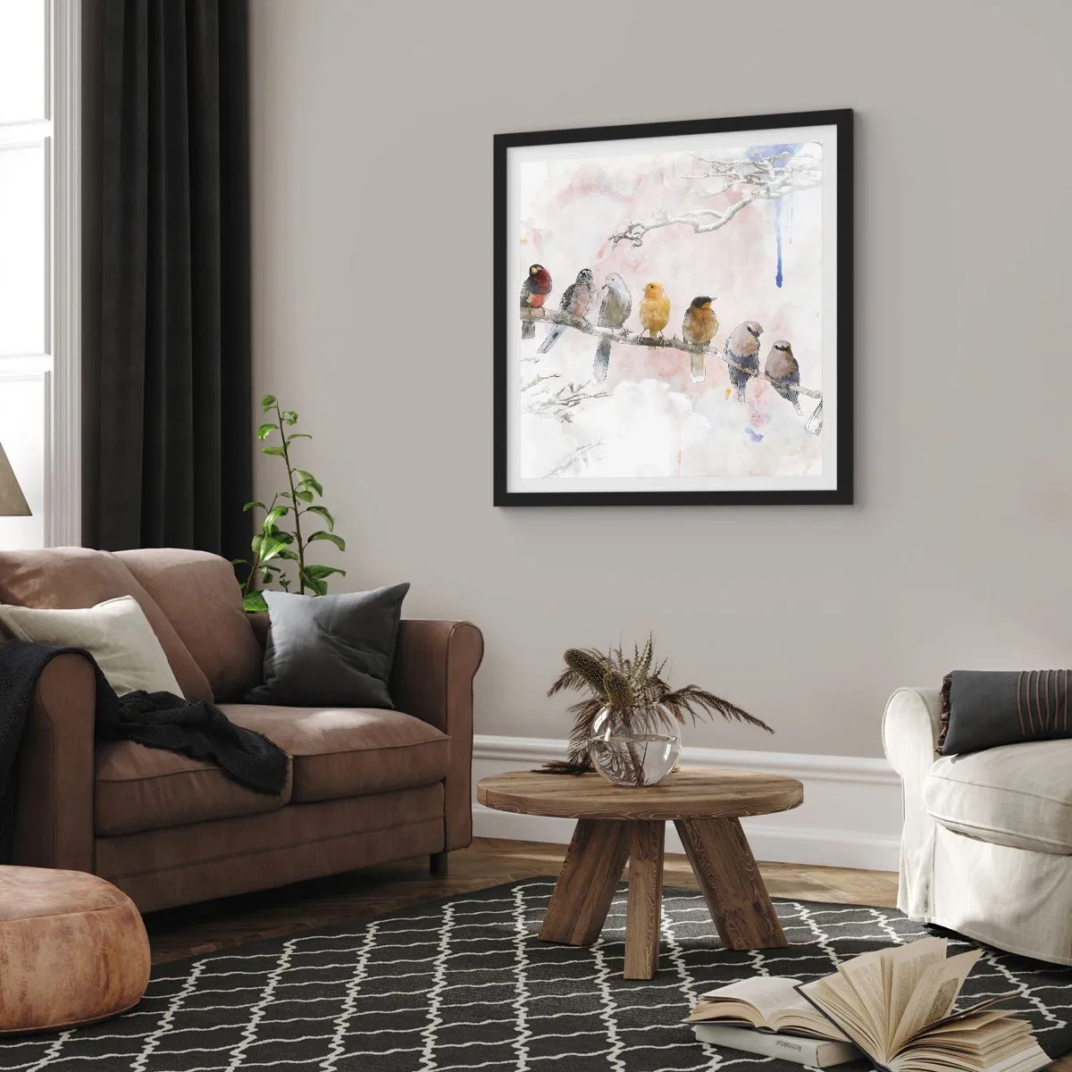 Poszter fehér keretben - Szárnyas találkozó - 60x60 cm